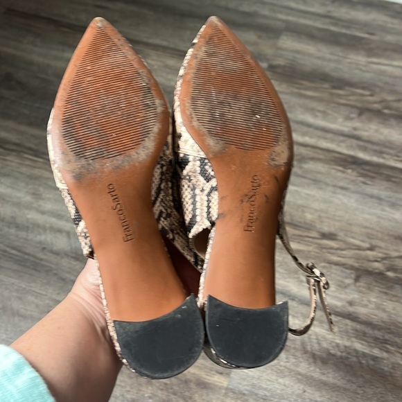 Franco Sarto Vickie Slingback Vanilla Snake Print Block Heel Sandal 9.5 🔥 - Picture 6 of 7
